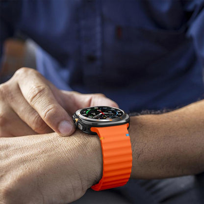 For Samsung Galaxy Watch8 Classic 46mm / Watch8 44mm / 40mm xDfind Wavy Grain Stitched Silicone Watch Band, Size:L(Orange) by xDfind