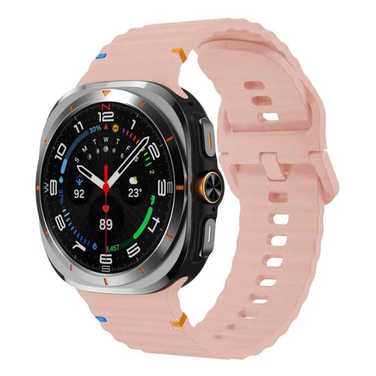 For Samsung Galaxy Watch8 Classic 46mm / Watch8 44mm / 40mm xDfind Wavy Grain Stitched Silicone Watch Band, Size:L(Pink) by xDfind