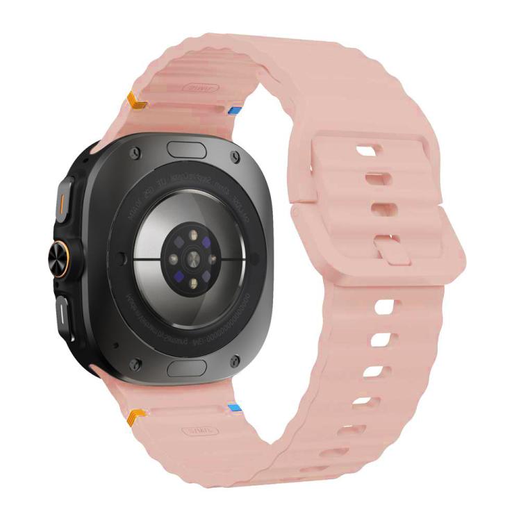 For Samsung Galaxy Watch8 Classic 46mm / Watch8 44mm / 40mm xDfind Wavy Grain Stitched Silicone Watch Band, Size:L(Pink) by xDfind