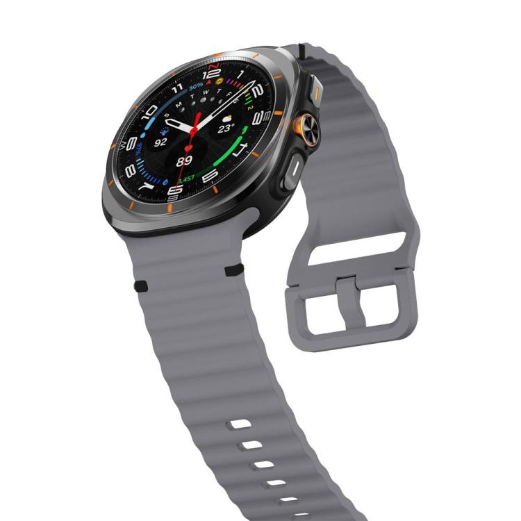 For Samsung Galaxy Watch8 Classic 46mm / Watch8 44mm / 40mm xDfind Wavy Grain Stitched Silicone Watch Band, Size:L(Space Green) by xDfind