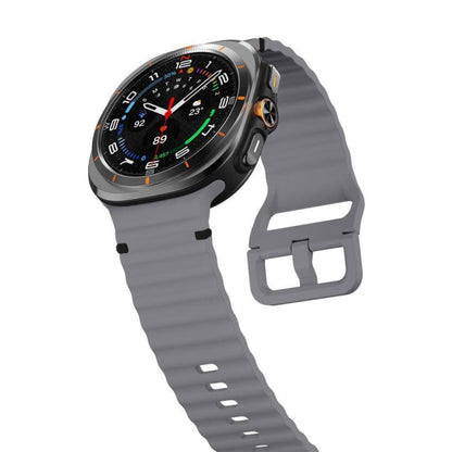 For Samsung Galaxy Watch8 Classic 46mm / Watch8 44mm / 40mm xDfind Wavy Grain Stitched Silicone Watch Band, Size:L(Space Green) by xDfind