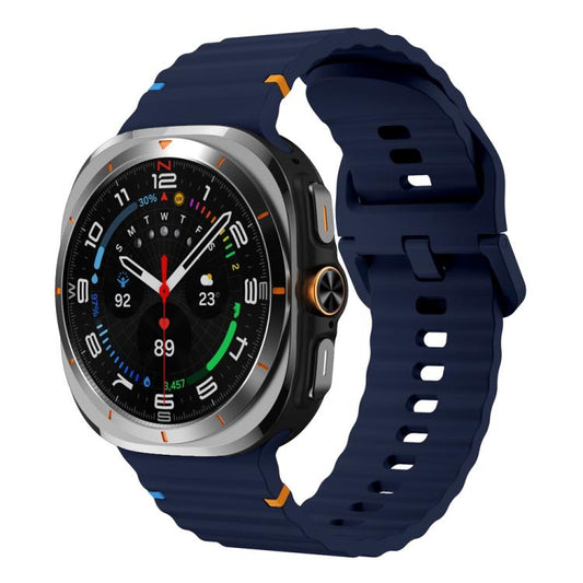 For Samsung Galaxy Watch8 Classic 46mm / Watch8 44mm / 40mm xDfind Wavy Grain Stitched Silicone Watch Band, Size:L(Midnight Blue) by xDfind
