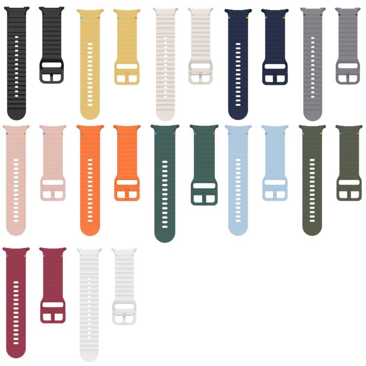 For Samsung Galaxy Watch8 Classic 46mm / Watch8 44mm / 40mm xDfind Wavy Grain Stitched Silicone Watch Band, Size:L(White) by xDfind