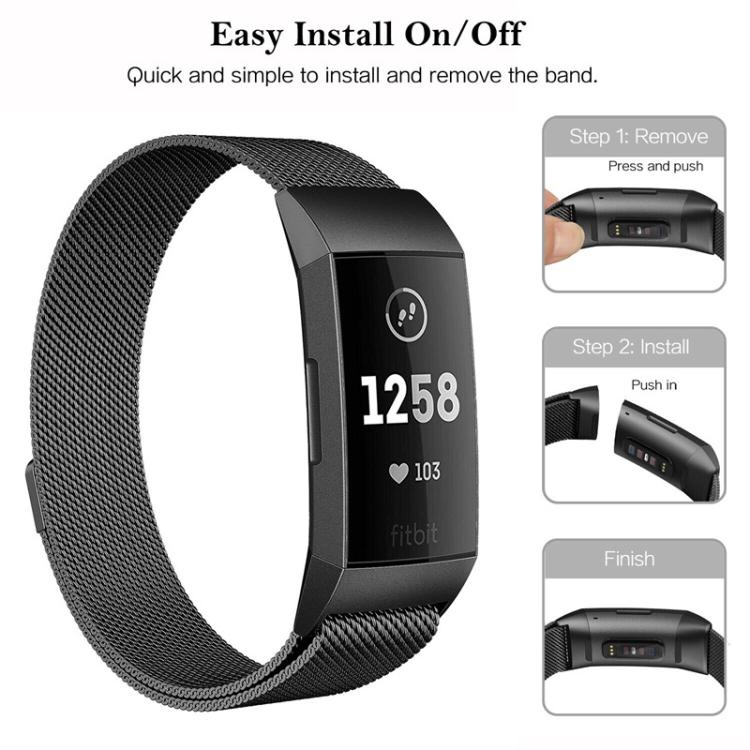 For Fitbit Charge 3 / 4 xDfind Milanese Magnetic Stainless Steel Watch Band(Silver) by xDfind