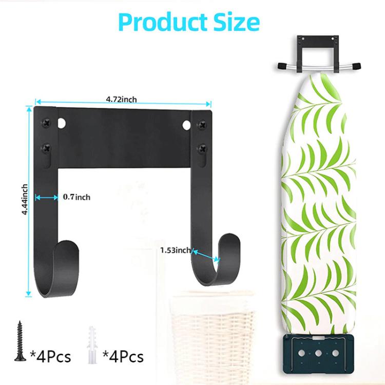 Wall Mounted Ironing Board Bracket Adjustable Ironing Board Hanger(Black) by bashfashion