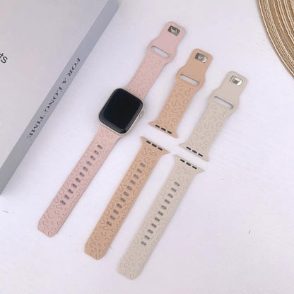 For Apple Watch 46mm / 49mm / 45mm / 44mm Buckle Concave Leopard Silicone Watch Band(White) by bashfashion