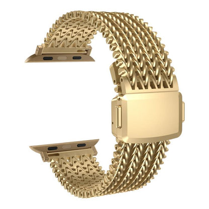 For Apple Watch 46mm / 49mm / 45mm / 44mm Mesh Magnetic Stainless Steel Watch Band(Gold) by bashfashion