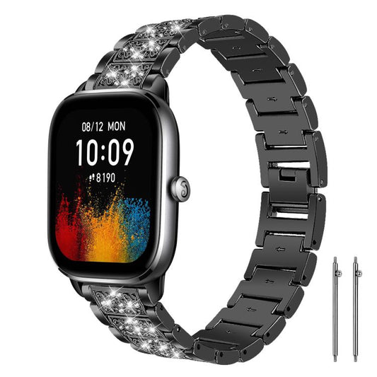 20mm For Amazfit Active 2 / GTS4 Mini xDfind Diamond Jewelry Steel Watch Band(Black) by xDfind