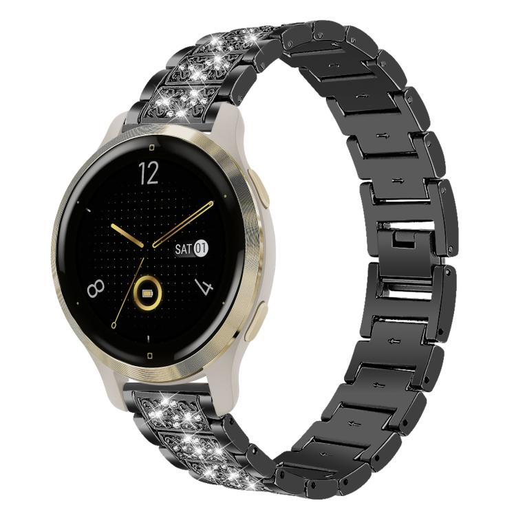 18mm For Garmin Venu 2S / vivoactive 4s/3s xDfind Diamond Jewelry Steel Watch Band(Black) by xDfind