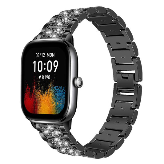 20mm For Amazfit GTS4 mini/GTS3/2/2E/GT2 mini xDfind Diamond Jewelry Steel Watch Band(Black) by xDfind