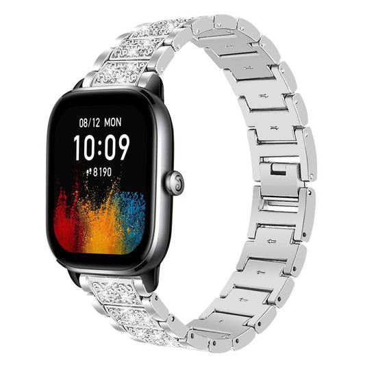 20mm For Amazfit GTS4 mini/GTS3/2/2E/GT2 mini xDfind Diamond Jewelry Steel Watch Band(Silver) by xDfind