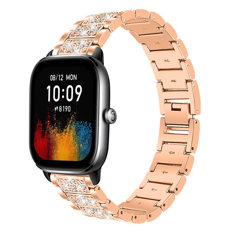 20mm For Amazfit GTS4 mini/GTS3/2/2E/GT2 mini xDfind Diamond Jewelry Steel Watch Band(Rose Gold) by xDfind