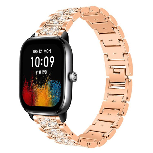20mm For Amazfit GTS4 mini/GTS3/2/2E/GT2 mini xDfind Diamond Jewelry Steel Watch Band(Rose Gold) by xDfind