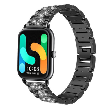 20mm For Xiaomi Haylou RS4 Plus LS11 xDfind Diamond Jewelry Steel Watch Band(Black) by xDfind