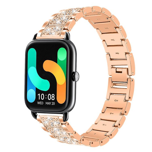 20mm For Xiaomi Haylou RS4 Plus LS11 xDfind Diamond Jewelry Steel Watch Band(Rose Gold) by xDfind