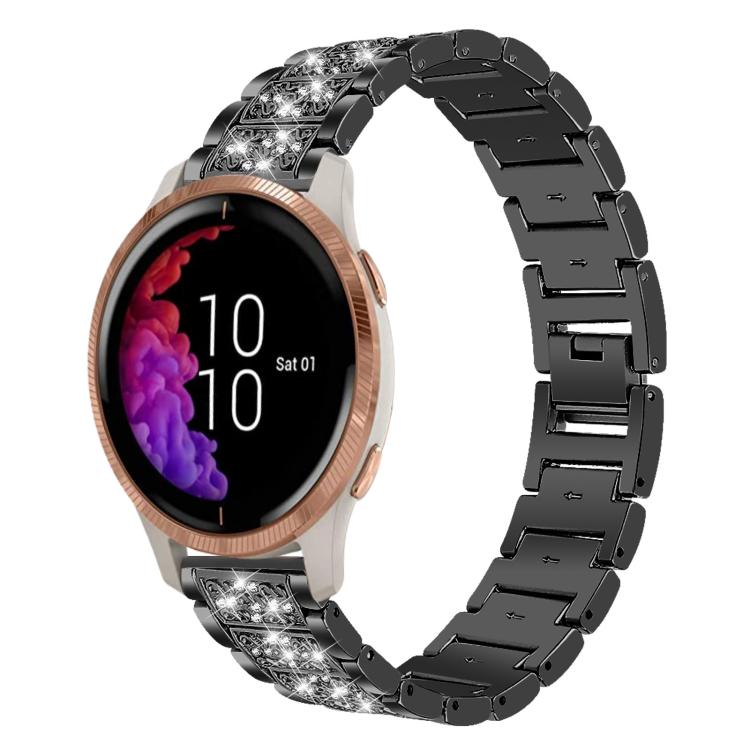 20mm For Garmin venu 2 / venu / Sq2 / Sq xDfind Diamond Jewelry Steel Watch Band(Black) by xDfind
