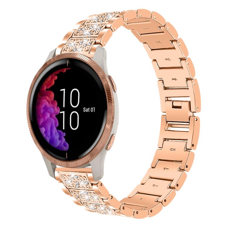20mm For Garmin venu 2 / venu / Sq2 / Sq xDfind Diamond Jewelry Steel Watch Band(Rose Gold) by xDfind