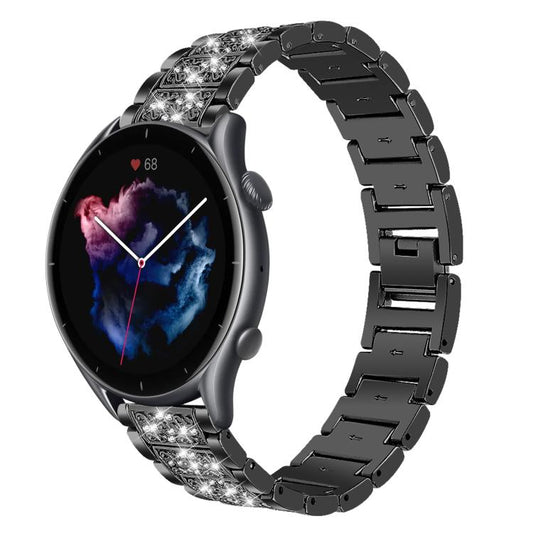 22mm For Amazfit GTR 4/3/3 Pro/Bip6/Bip5 xDfind Diamond Jewelry Steel Watch Band(Black) by xDfind