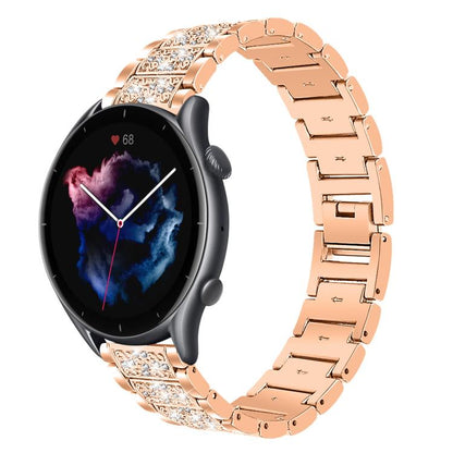 22mm For Amazfit GTR 4/3/3 Pro/Bip6/Bip5 xDfind Diamond Jewelry Steel Watch Band(Rose Gold) by xDfind
