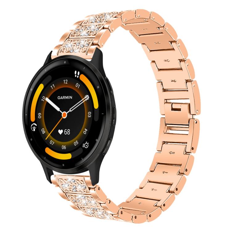 22mm For Garmin Venu 3 / vivoactive4 xDfind Diamond Jewelry Steel Watch Band(Rose Gold) by xDfind