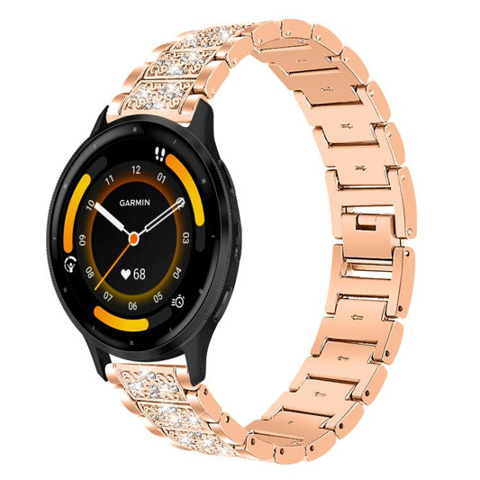 22mm For Garmin Venu 3 / vivoactive4 xDfind Diamond Jewelry Steel Watch Band(Rose Gold) by xDfind