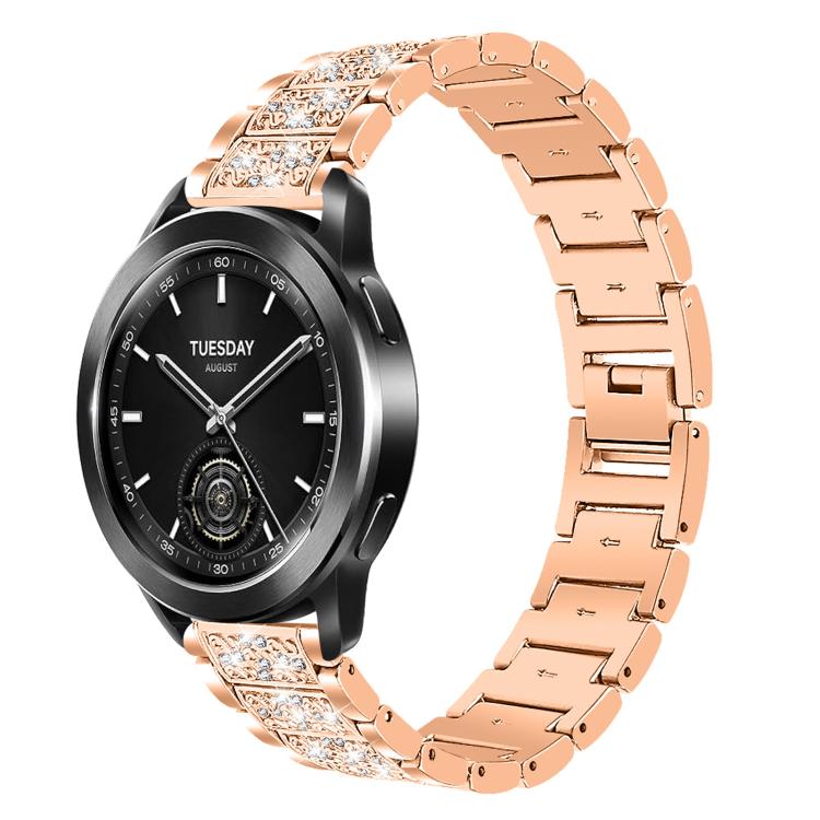 22mm For Xiaomi Watch S3/2 Pro/S2/S1 xDfind Diamond Jewelry Steel Watch Band(Rose Gold) by xDfind