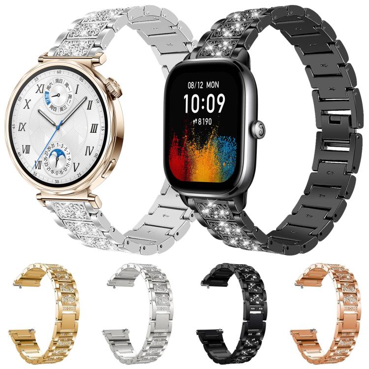 20mm For Amazfit Bip U / Lite / Bip 3 Pro xDfind Diamond Jewelry Steel Watch Band(Black) by xDfind