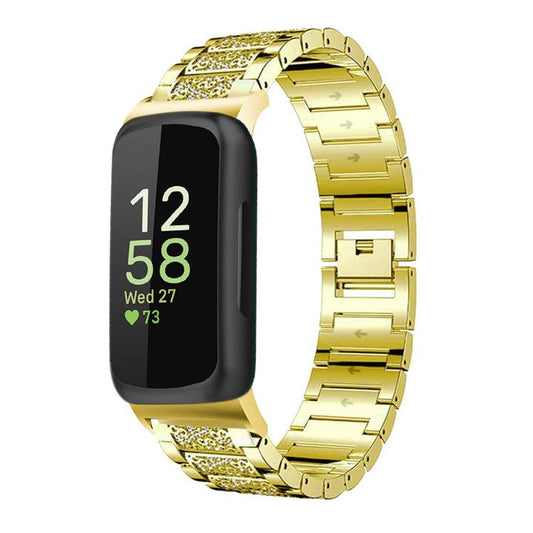 For Fitbit Inspire 3 12mm xDfind Diamond Jewelry Stainless Steel Watch Band(Gold) by xDfind