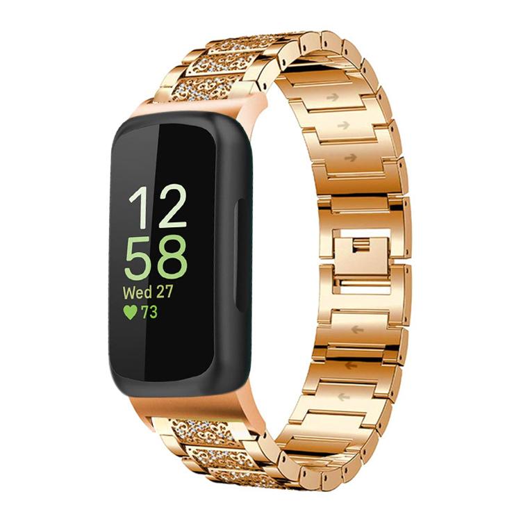 For Fitbit Inspire 3 12mm xDfind Diamond Jewelry Stainless Steel Watch Band(Rose Gold) by xDfind