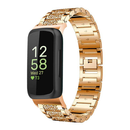 For Fitbit Inspire 3 12mm xDfind Diamond Jewelry Stainless Steel Watch Band(Rose Gold) by xDfind