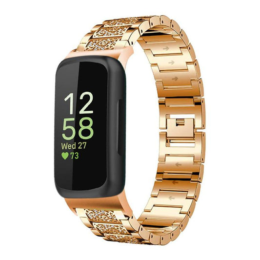 For Fitbit Inspire 3 12mm xDfind Diamond Jewelry Stainless Steel Watch Band(Rose Gold) by xDfind