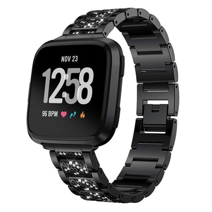 For Fitbit Versa 4 / 3 / Sense2 / 1 20mm xDfind Diamond Jewelry Stainless Steel Watch Band(Black) by xDfind