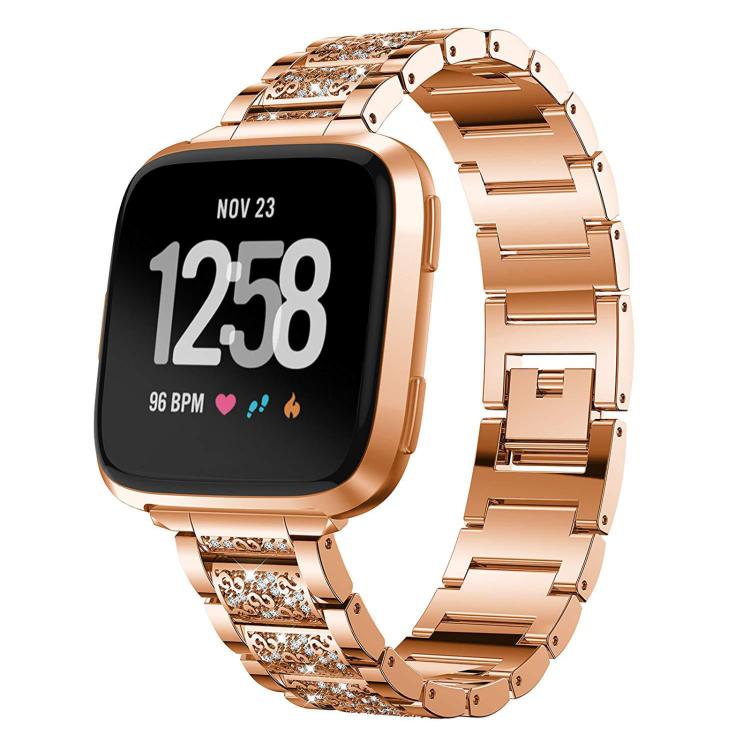 For Fitbit Versa 4 / 3 / Sense2 / 1 20mm xDfind Diamond Jewelry Stainless Steel Watch Band(Rose Gold) by xDfind