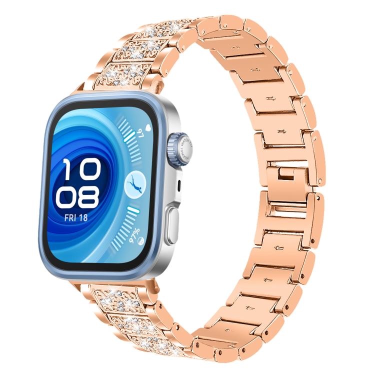 For Huawei Watch Fit 4 Pro / Fit 4 / Fit 3 20mm xDfind Diamond Jewelry Stainless Steel Watch Band(Rose Gold) by xDfind