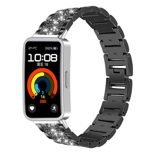 For Huawei Band 10 / 9 / 8 14mm xDfind Diamond Jewelry Stainless Steel Watch Band(Black) by xDfind