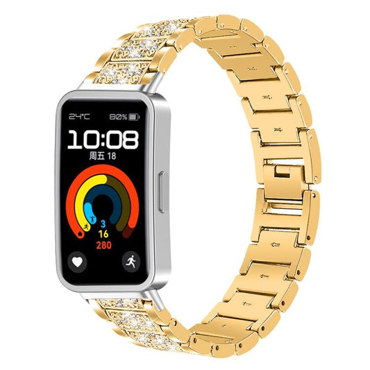 For Huawei Band 10 / 9 / 8 14mm xDfind Diamond Jewelry Stainless Steel Watch Band(Gold) by xDfind