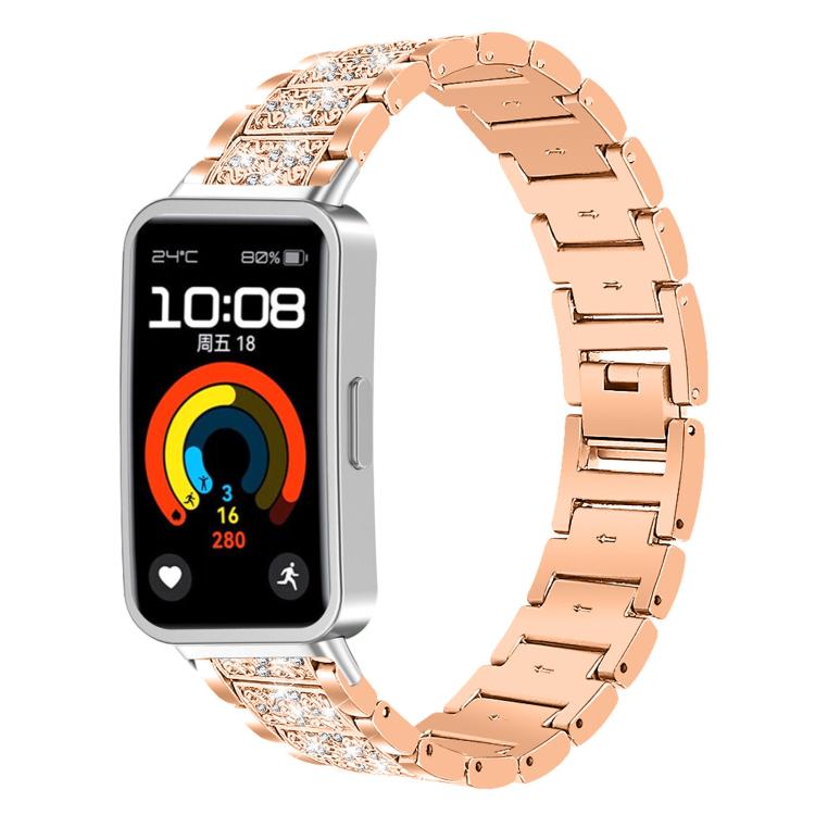 For Huawei Band 10 / 9 / 8 14mm xDfind Diamond Jewelry Stainless Steel Watch Band(Rose Gold) by xDfind