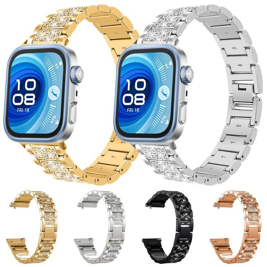 For Huawei Watch Fit 4 Pro / Fit 4 / Fit 3 20mm xDfind Diamond Jewelry Stainless Steel Watch Band(Black) by xDfind