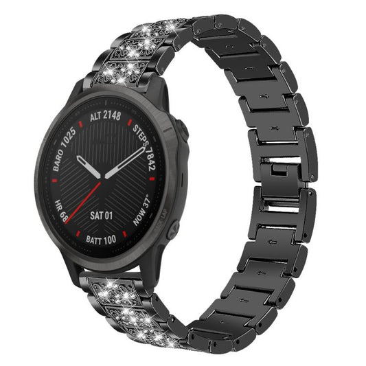 For Garmin Fenix 8/7S/6S/5S 20mm 18mm xDfind Diamond Jewelry Stainless Steel Watch Band(Black) by xDfind