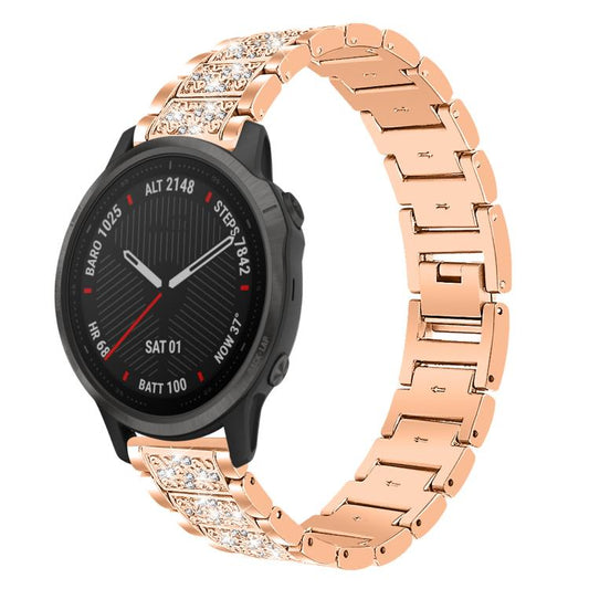 For Garmin Fenix 8/7S/6S/5S 20mm 18mm xDfind Diamond Jewelry Stainless Steel Watch Band(Rose Gold) by xDfind