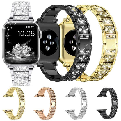 For Apple Watch 42 / 44 / 45 / 46 / 49mm xDfind Diamond Jewelry Stainless Steel Watch Band(Black) by xDfind