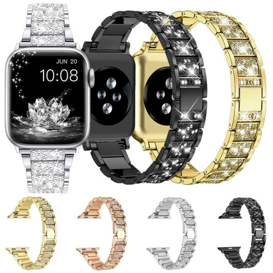 For Apple Watch 38 / 40 / 41 / S10 42mm xDfind Diamond Jewelry Stainless Steel Watch Band(Black) by xDfind