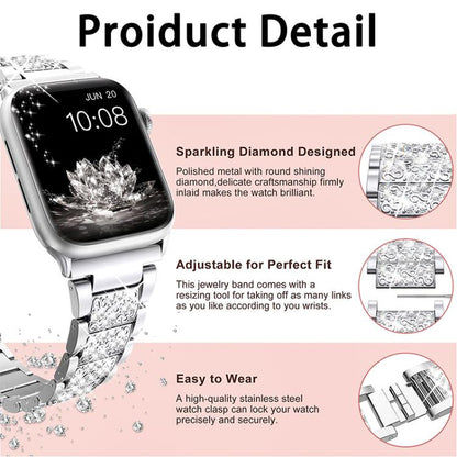 For Apple Watch 38 / 40 / 41 / S10 42mm xDfind Diamond Jewelry Stainless Steel Watch Band(Gold) by xDfind