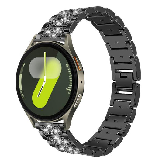 For Samsung Galaxy Watch7 / FE / 6 / 5 / 4 xDfind Diamond Jewelry Stainless Steel Watch Band(Black) by xDfind