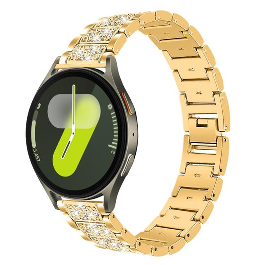 For Samsung Galaxy Watch7 / FE / 6 / 5 / 4 xDfind Diamond Jewelry Stainless Steel Watch Band(Gold) by xDfind