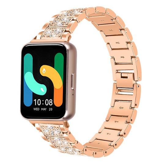 For Samsung Galaxy Fit3 xDfind Diamond Jewelry Stainless Steel Watch Band(Rose Gold) by xDfind