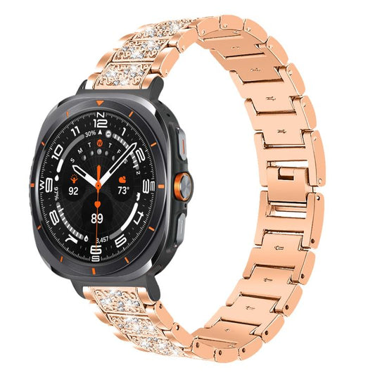 For Samsung Galaxy Watch Ultra / Ultra 2025 xDfind Diamond Jewelry Stainless Steel Watch Band(Rose Gold) by xDfind