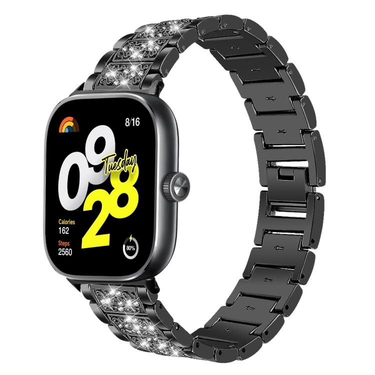 For Xiaomi Smart Band 9 Pro/Redmi Watch 5 20mm xDfind Diamond Jewelry Stainless Steel Watch Band(Black) by xDfind