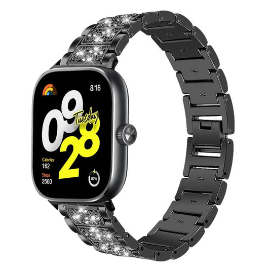 For Xiaomi Smart Band 9 Pro/Redmi Watch 5 20mm xDfind Diamond Jewelry Stainless Steel Watch Band(Black) by xDfind