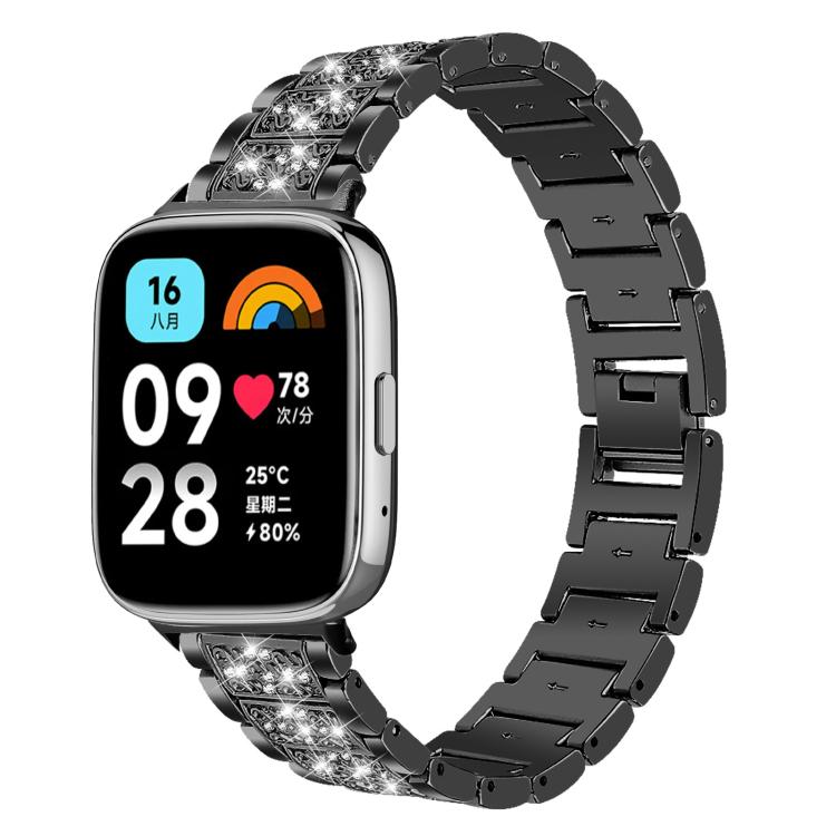 For Redmi Watch 3 Active / Lite 20mm xDfind Diamond Jewelry Stainless Steel Watch Band(Black) by xDfind